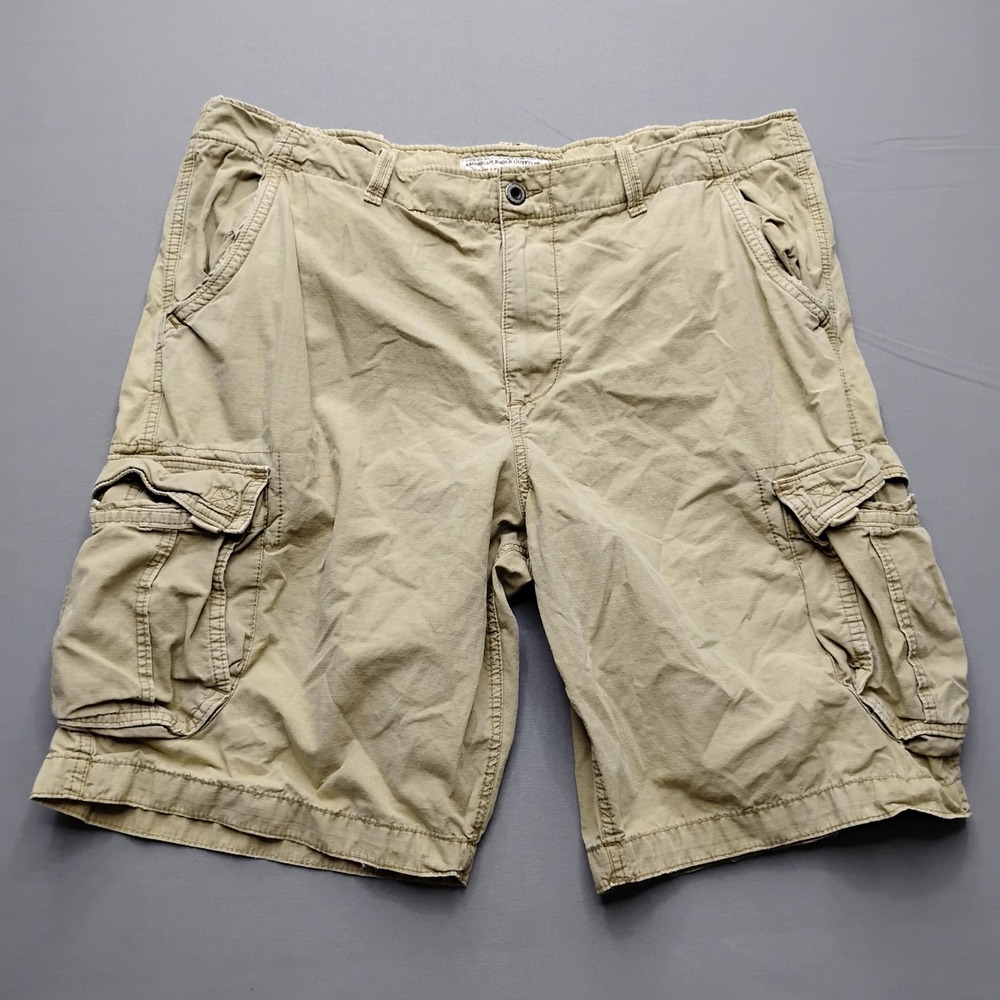 American Eagle Outfitters Mens Cargo Shorts Khaki Tan Ripstop Longer Length 44